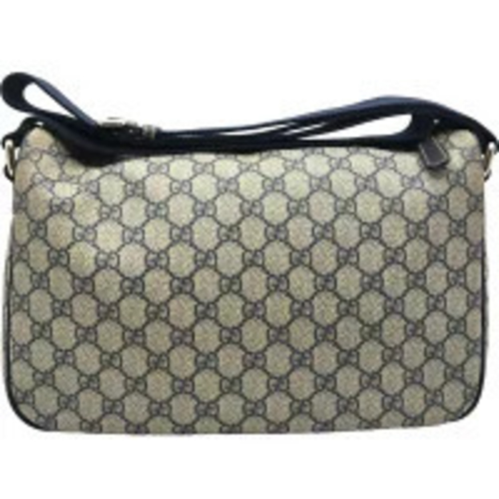 Gucci Crossbody GG Blue Shoulder Bag Logo Supreme Beige Navy Canvas - Picture 1 of 13